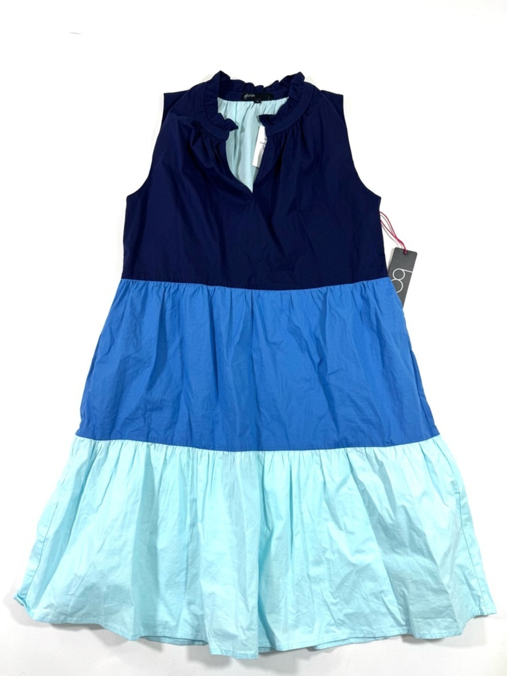 New Gibson X Hi Sugarplum Tiered Colorblock Dress Blue
